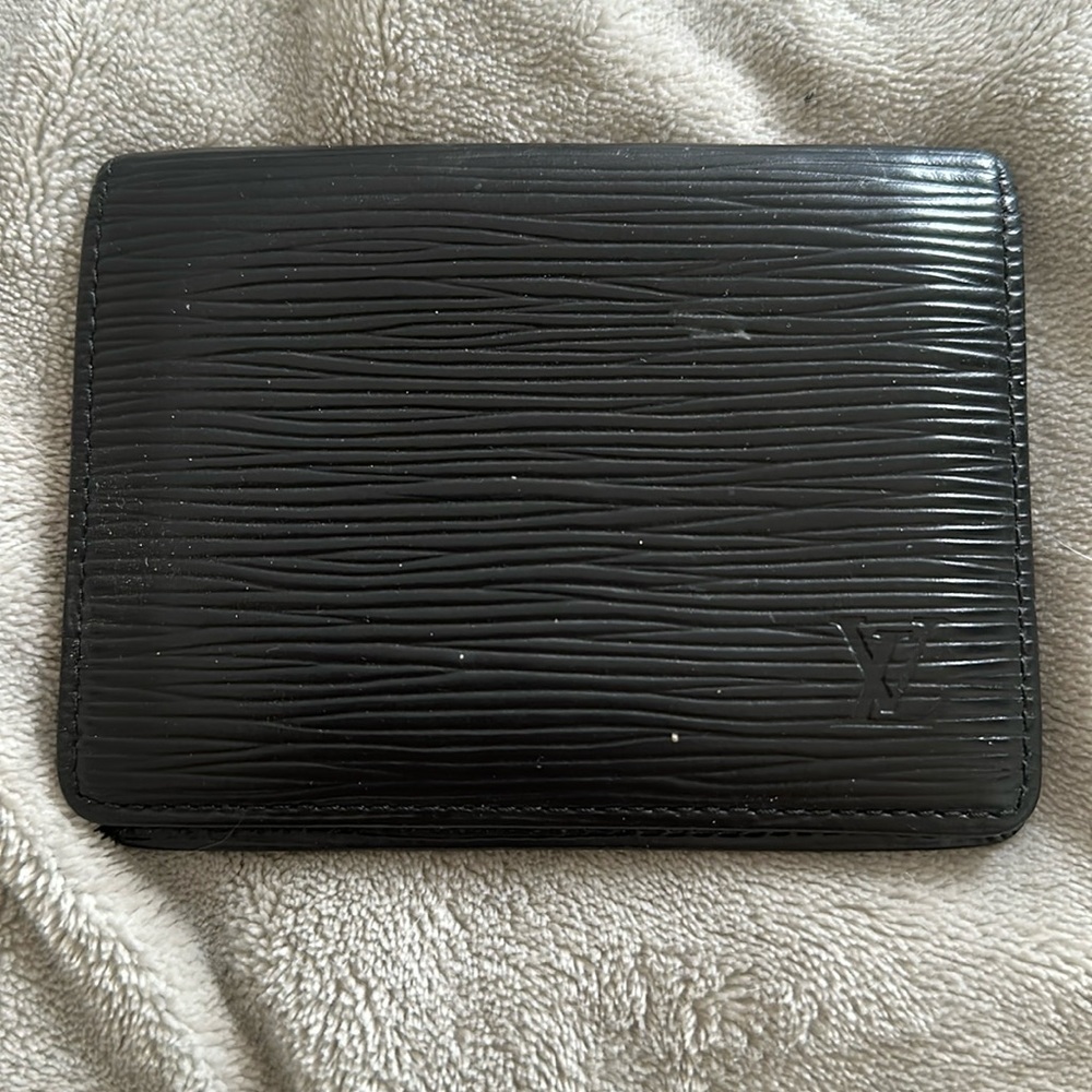 Authentic Louis Vuitton Black Epi Leather ID Holder